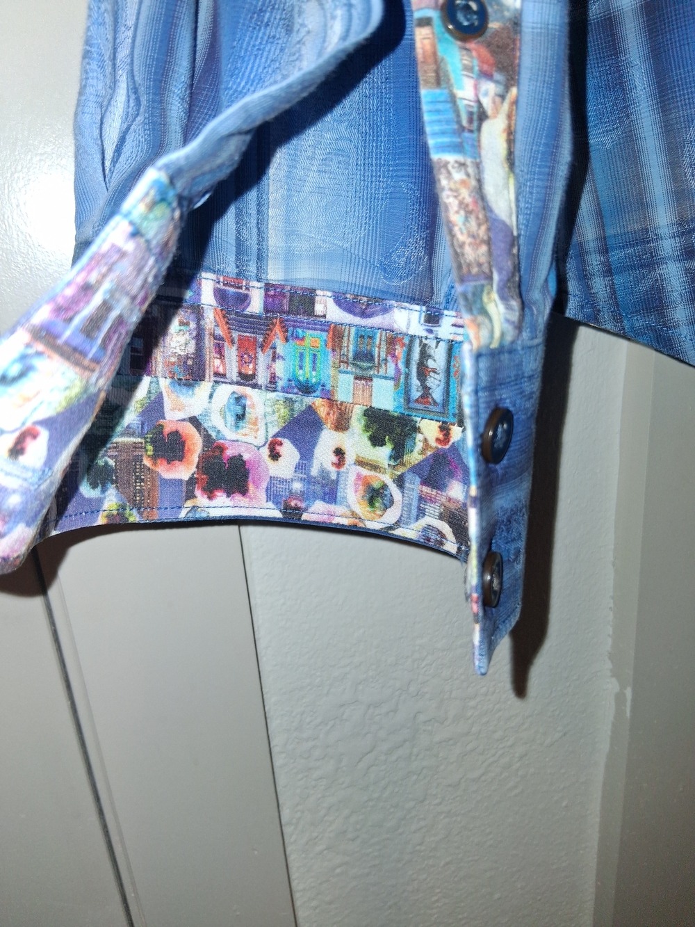 Robert Graham Light Blue Plaid Button-Down with Colorful Embroidered Yoke - Picture 6 of 6